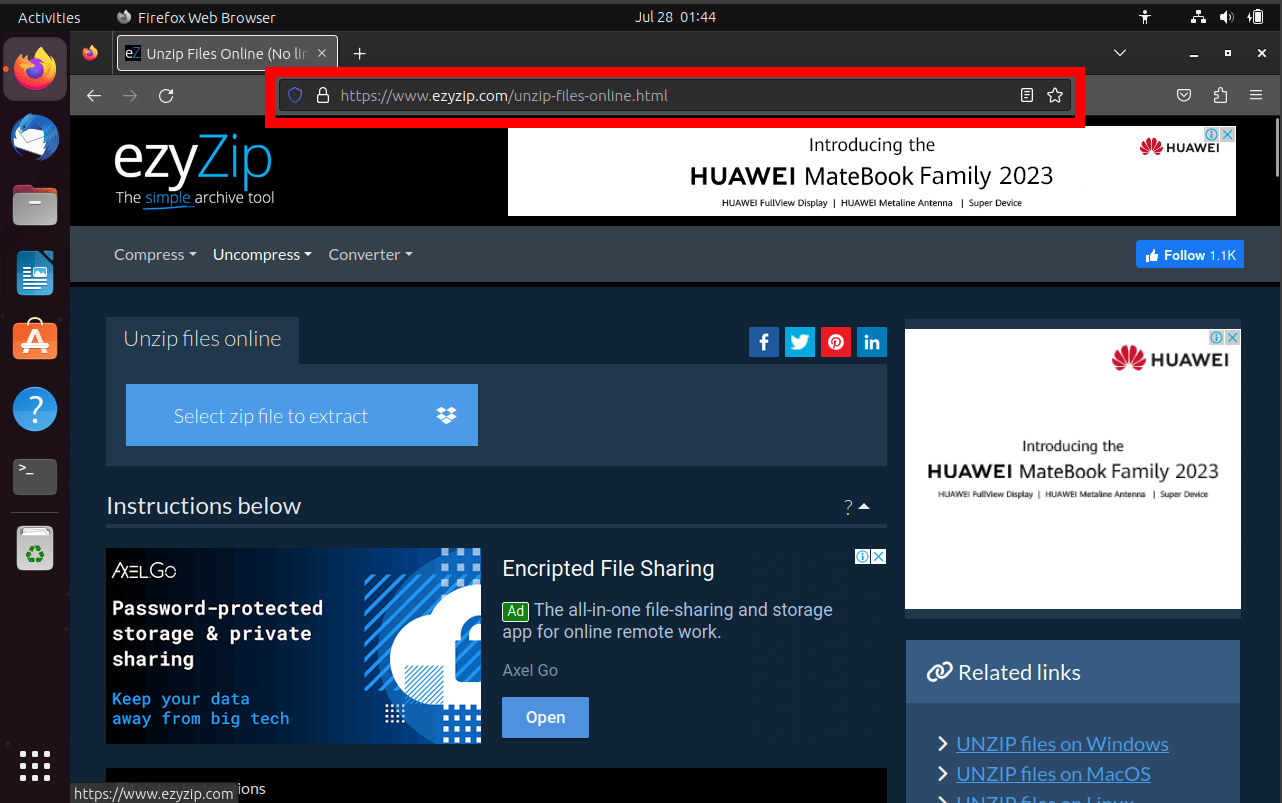 How To Open Password Protected ZIP Files Using Web Browser: Step 1