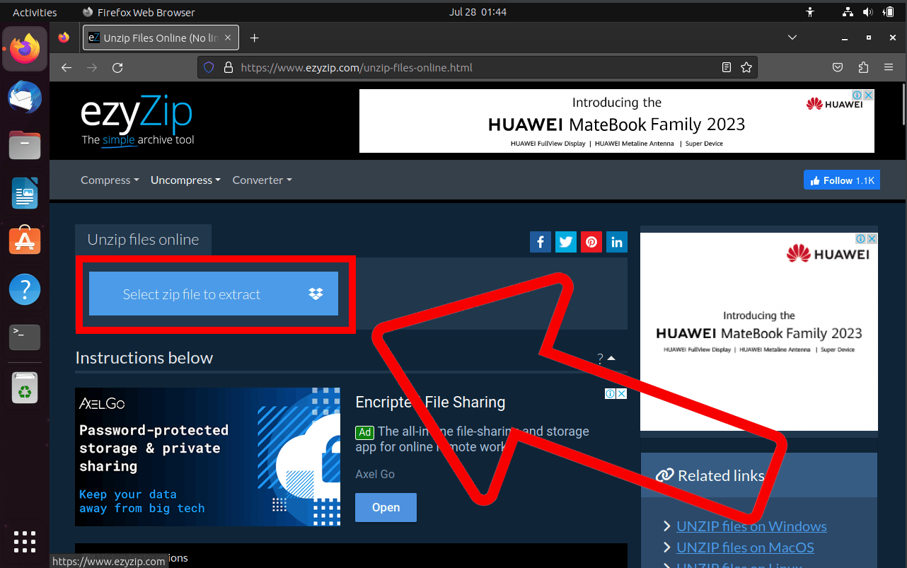 How To Open Password Protected ZIP Files Using Web Browser: Step 2