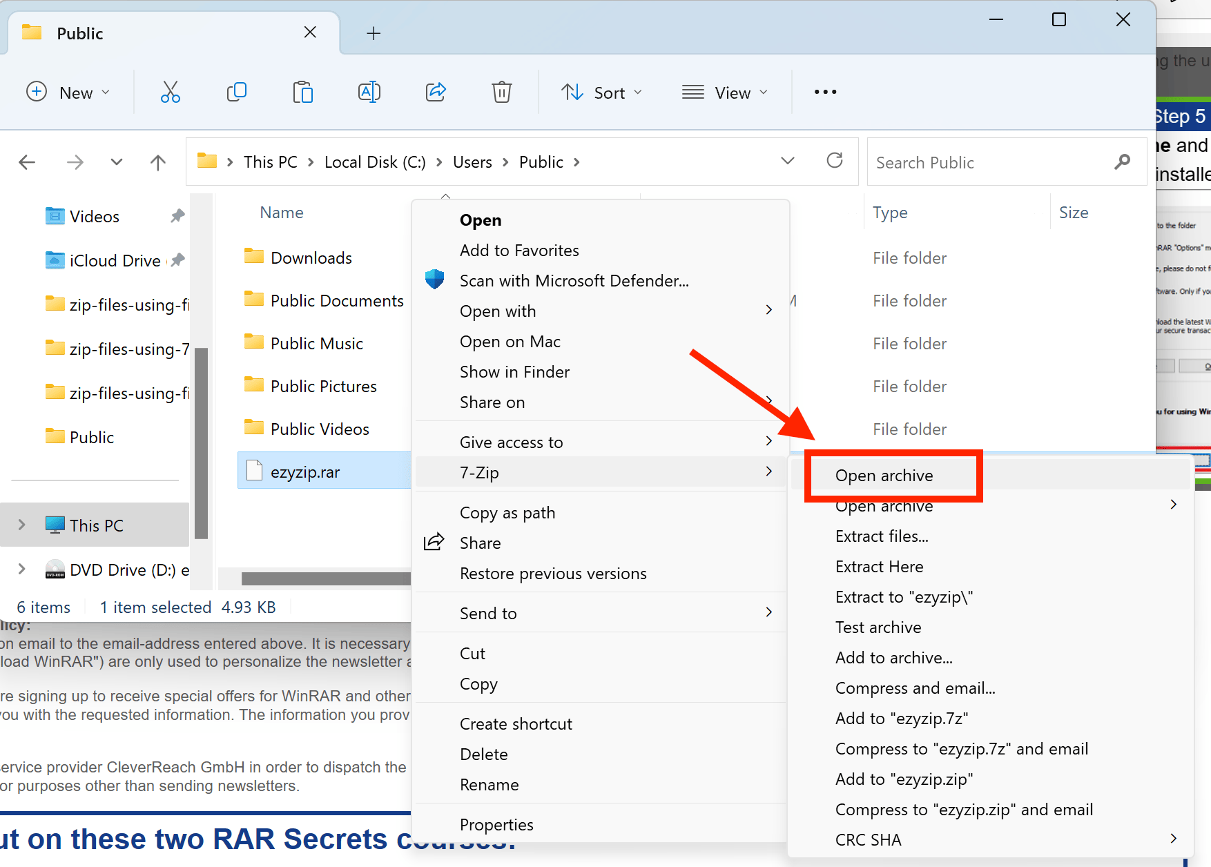 How To Open RAR Files Using 7-Zip: Step 4