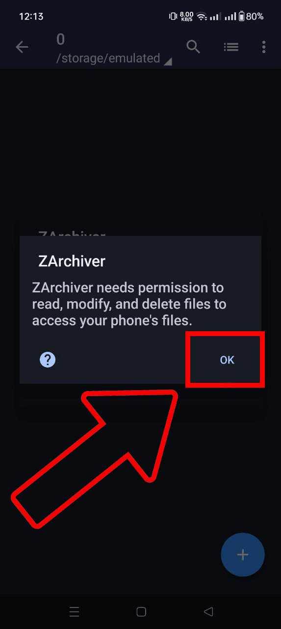 Using ZArchiver: Step 2