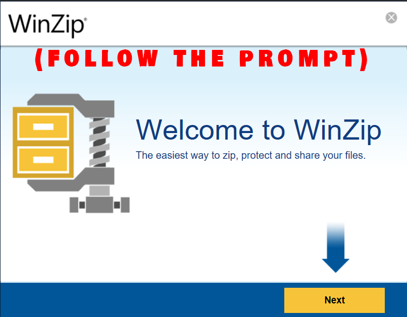 How To Open RAR/ZIP Files Using WinZip: Step 2