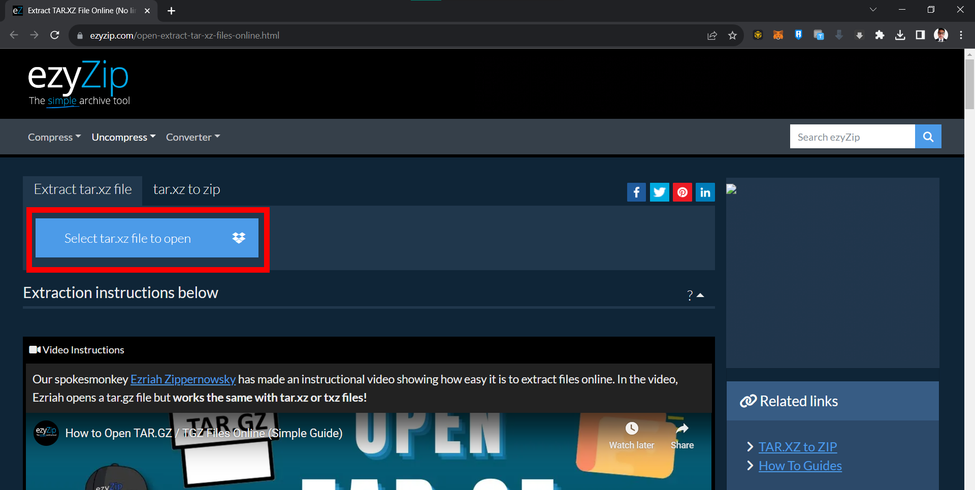 How To Open XZ Files Online Using Browser: Step 2