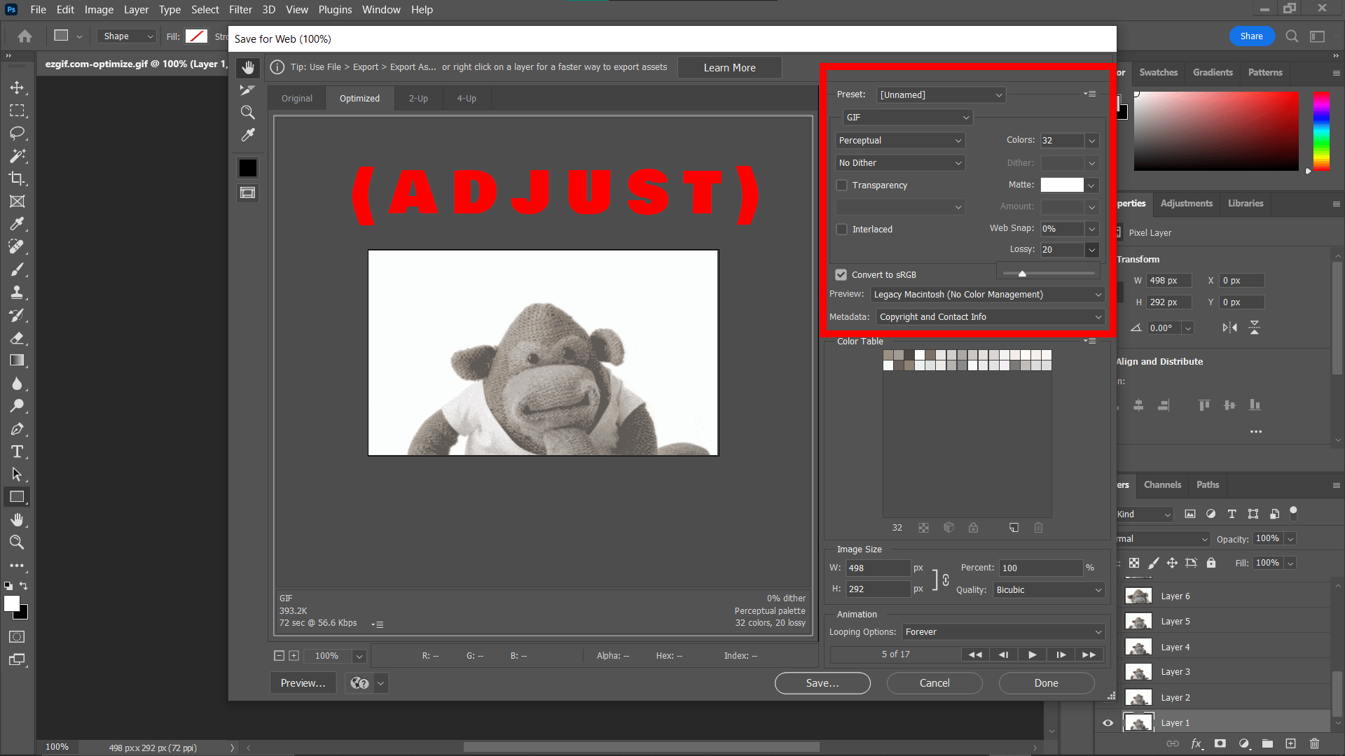 How To Reduce GIF Size Using Photoshop: Step 3