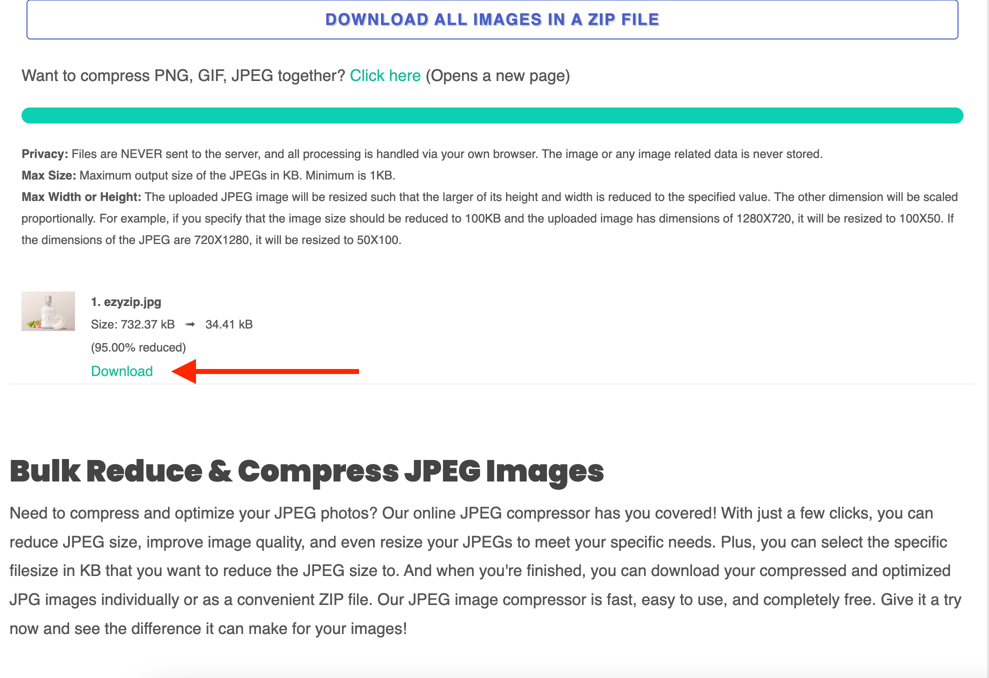 How To Reduce JPEG File Size Using JPEG Optimizer: Step 5