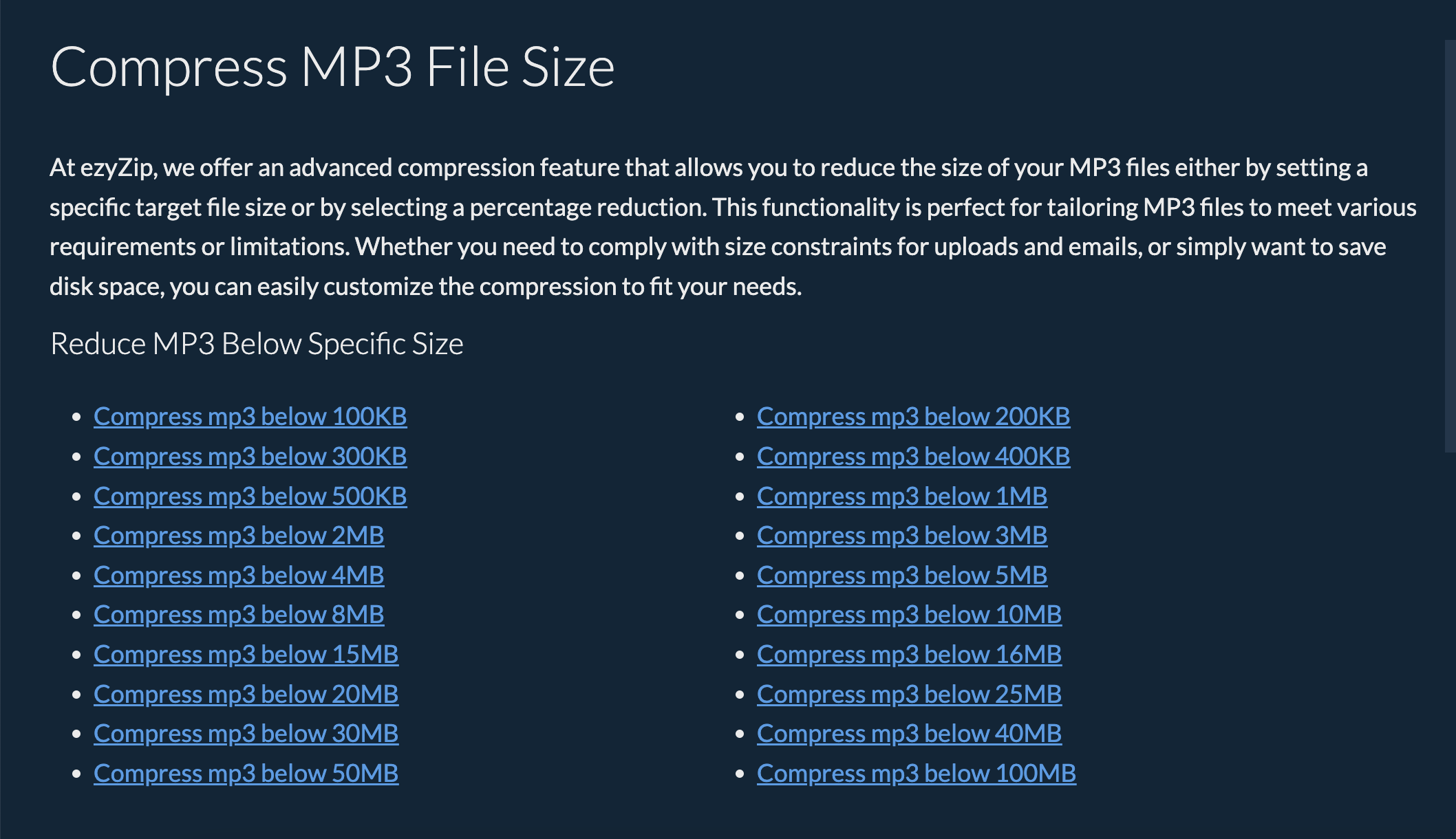 How To Reduce MP3 File Size Using EzyZip: Step 1
