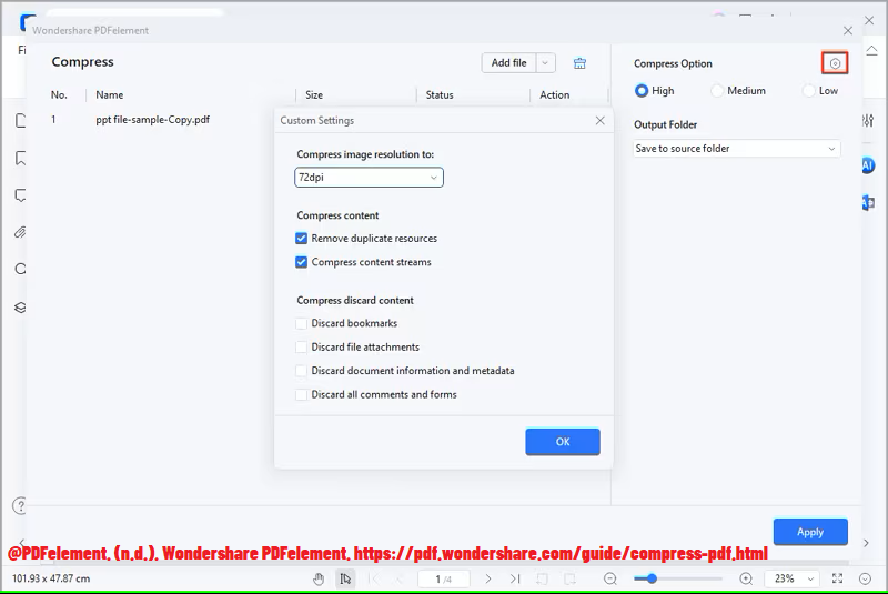 How To Compress PDFs Using PDFelement: Step 4