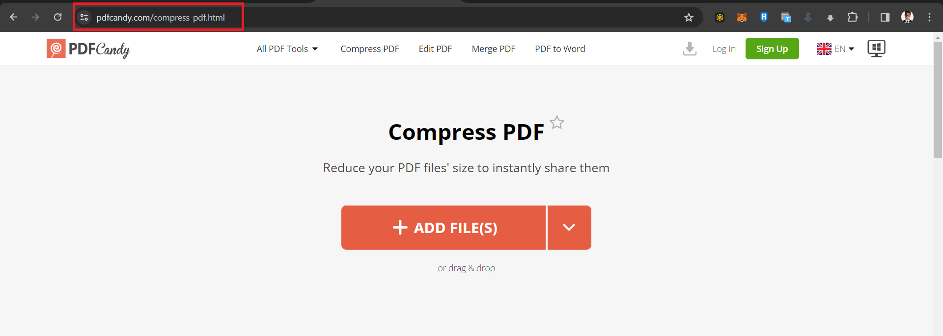 How To Use PDFCandy Online Compressor: Step 1