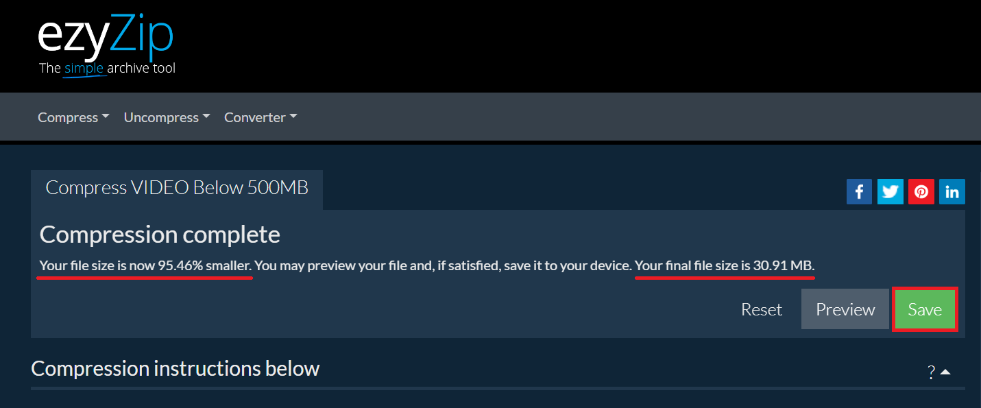 How To Reduce Video File Size Online with EzyZip: Step 4
