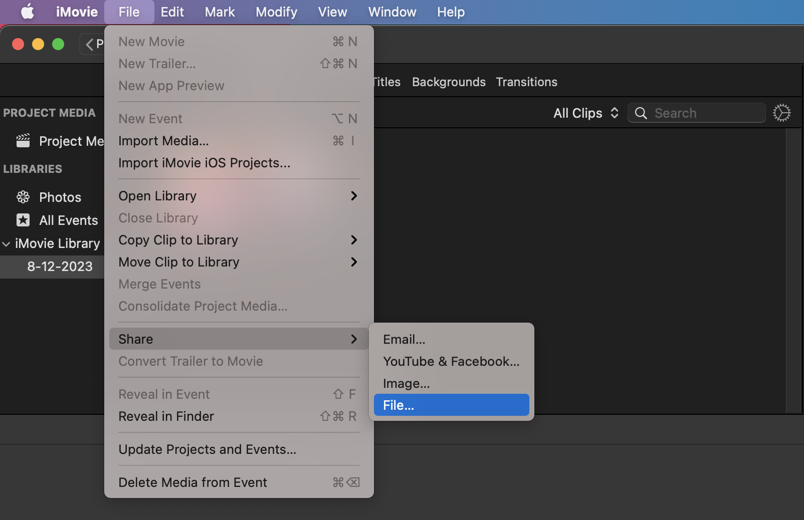 How To Compress Videos on Mac with iMovie: Step 2