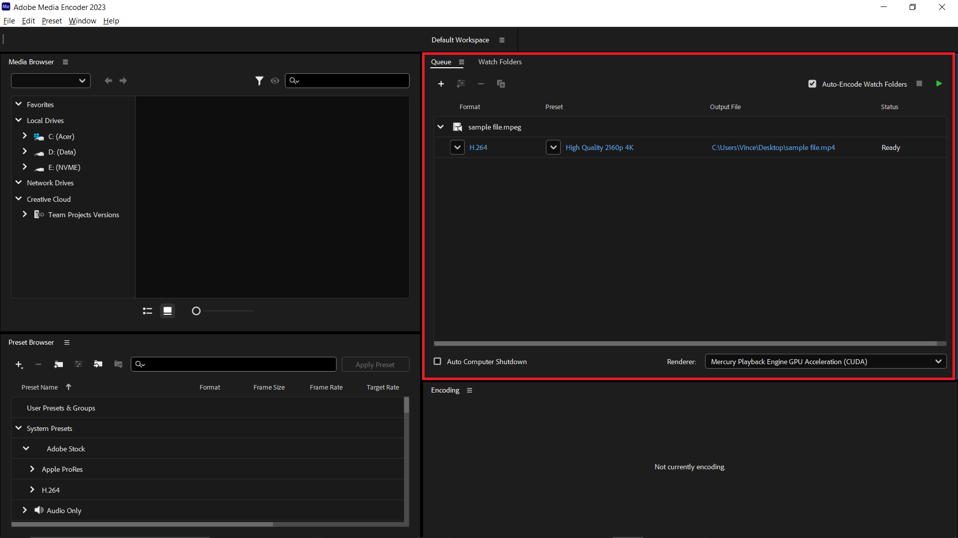 How To Use Adobe Media Encoder on Windows: Step 2