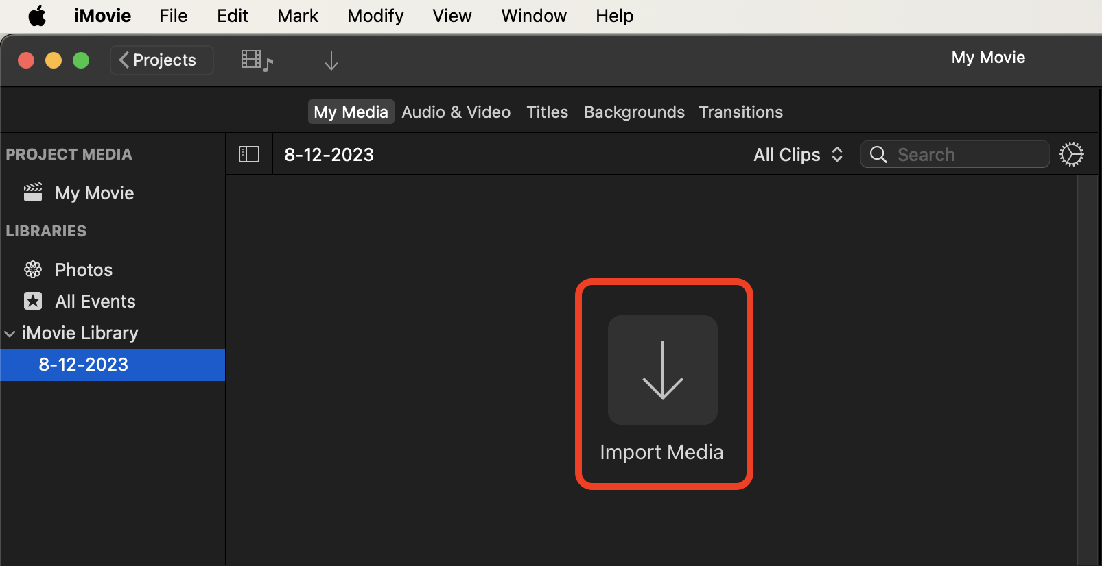 How To Reduce Video Size On Windows Using iMovie: Step 1