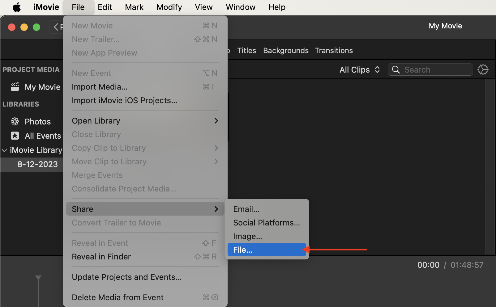 How To Reduce Video Size On Windows Using iMovie: Step 2