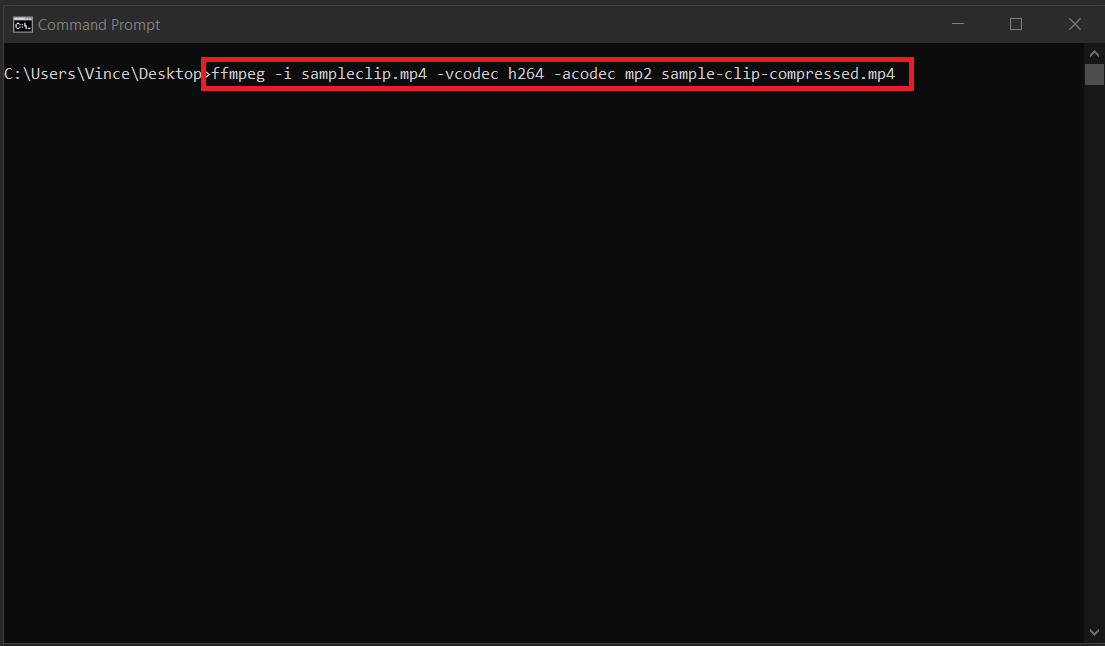 How To Reduce Video Size On Windows Using FFmpeg: Step 2