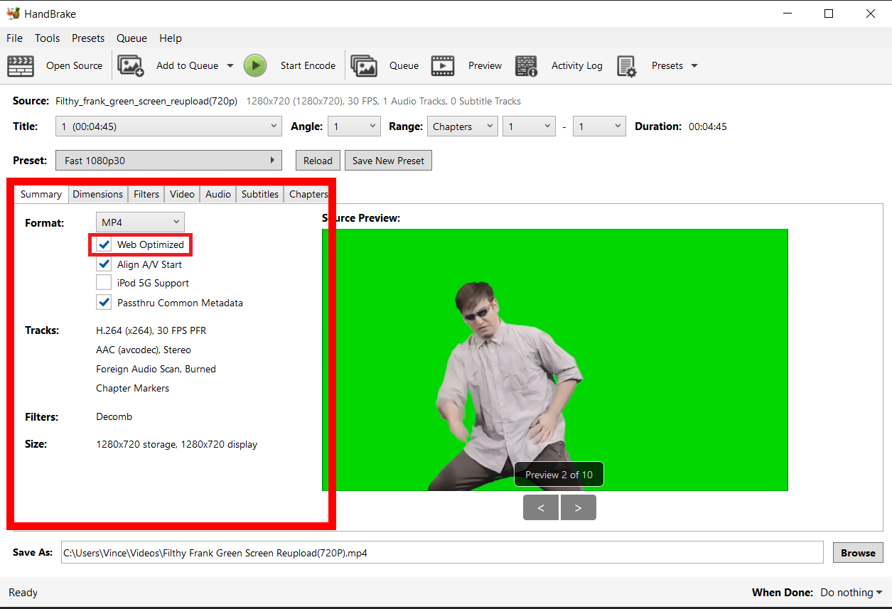 How To Reduce Video Size On Windows Using HandBrake: Step 3