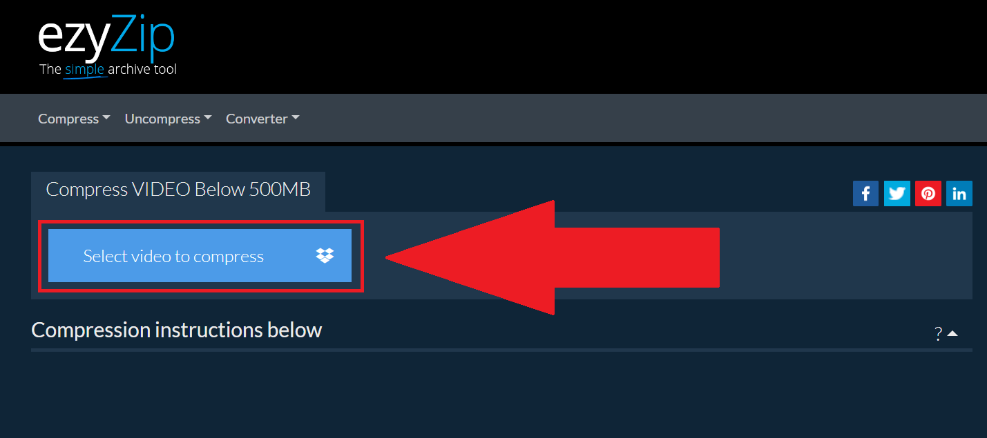 How To Compress Videos Online with ezyZip: Step 2