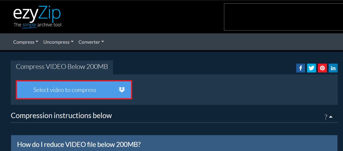 How To Use EzyZip to Compress Your Video Online: Step 2