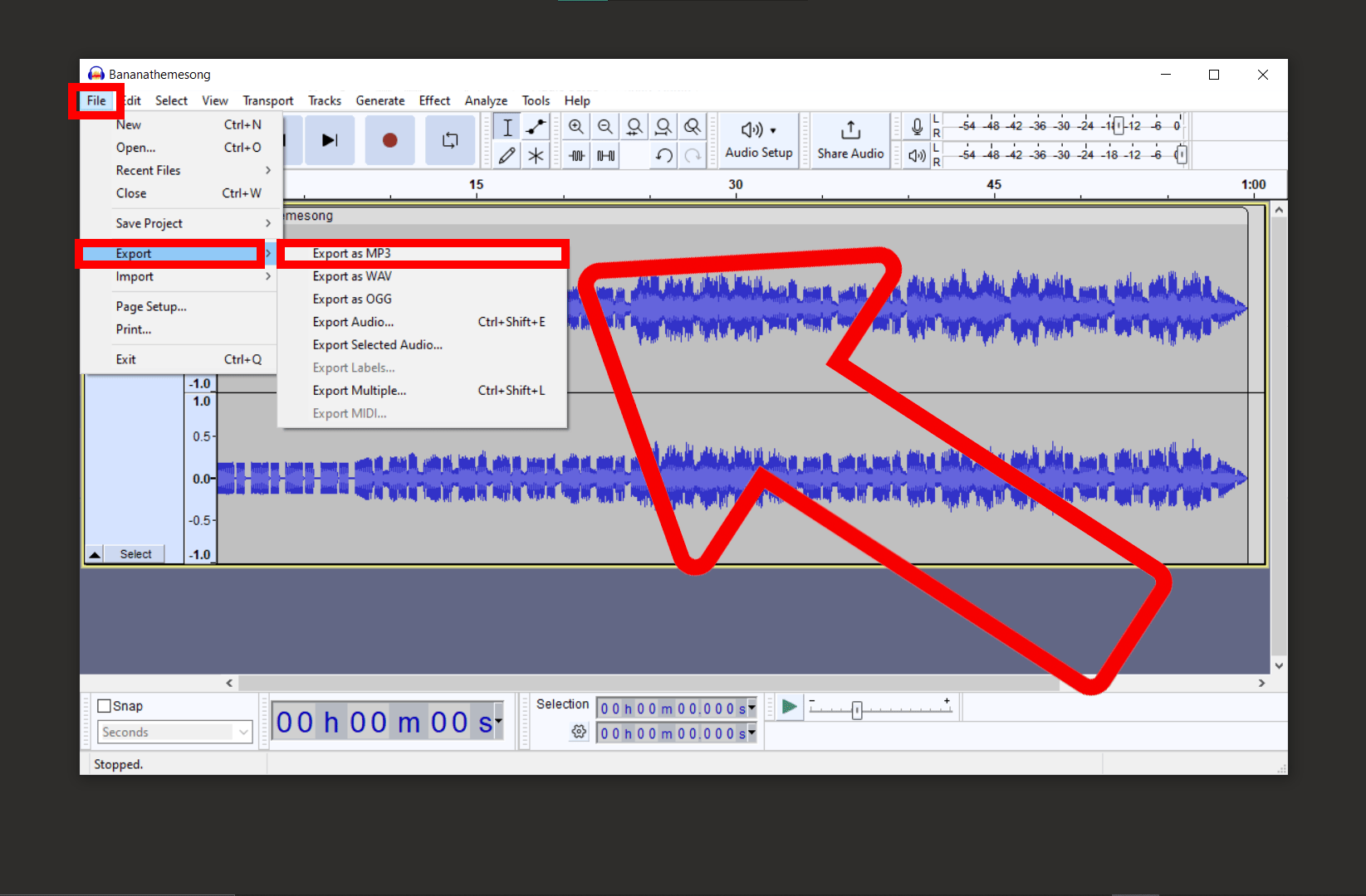 How To Reduce WAV File Size Using Audacity: Step 3