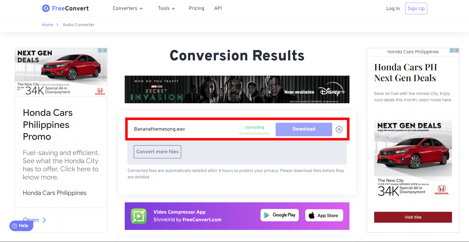 How To Reduce WAV File Size Using FreeConvert: Step 6