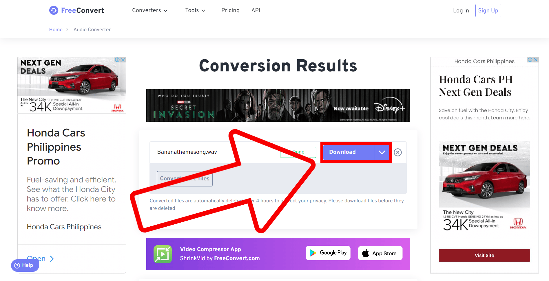 How To Reduce WAV File Size Using FreeConvert: Step 6