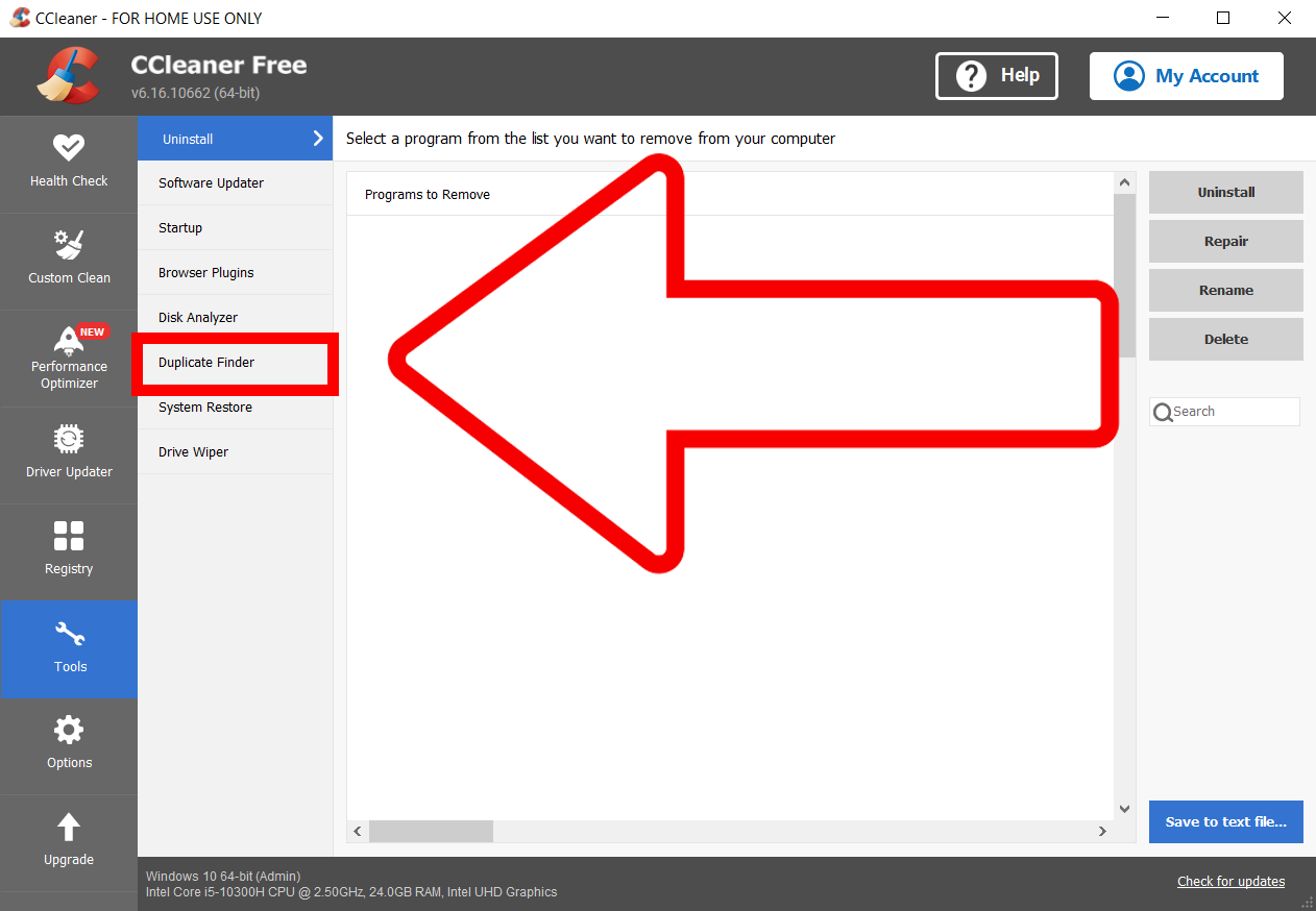 How To Use CCleaner to Remove Duplicate Files: Step 4