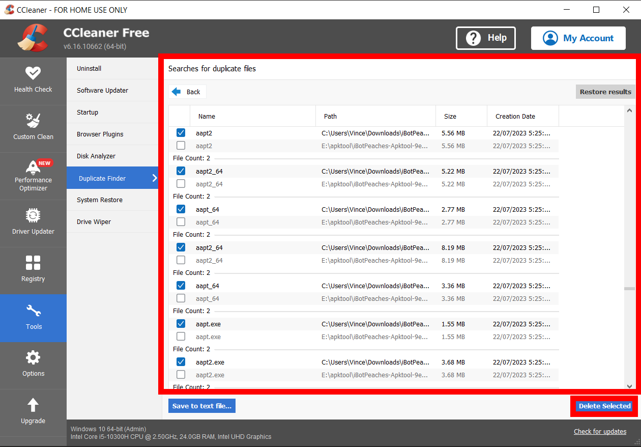 How To Use CCleaner to Remove Duplicate Files: Step 6