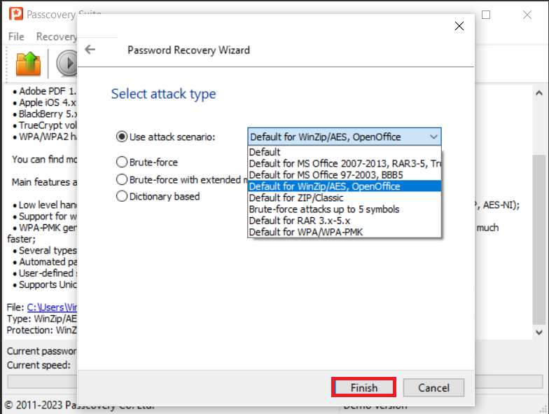 How to Unlock WinZIP Password Using Accent ZIP Password Recovery: Step 6