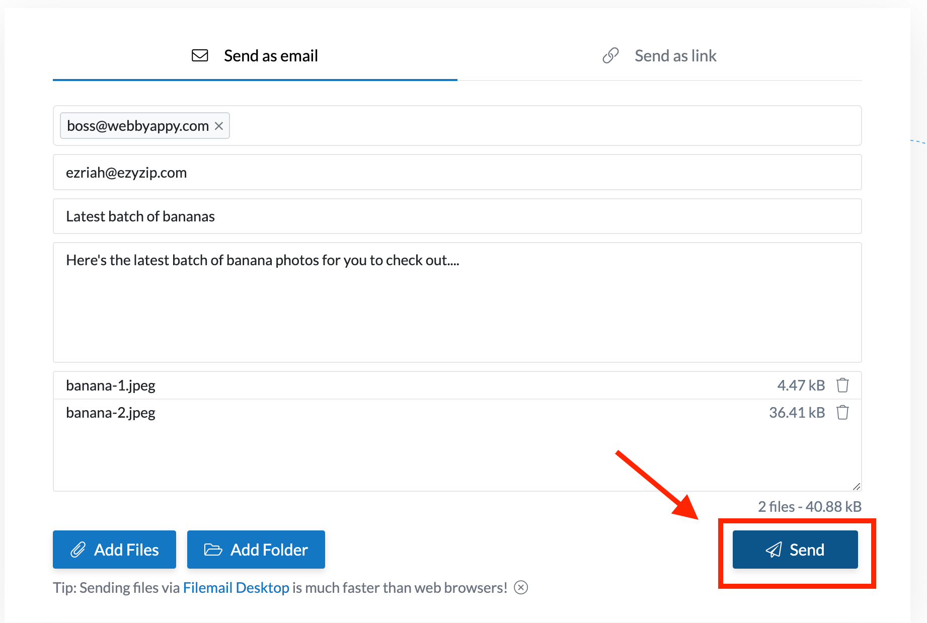 How To Send Large Files Using Filemail: Step 4