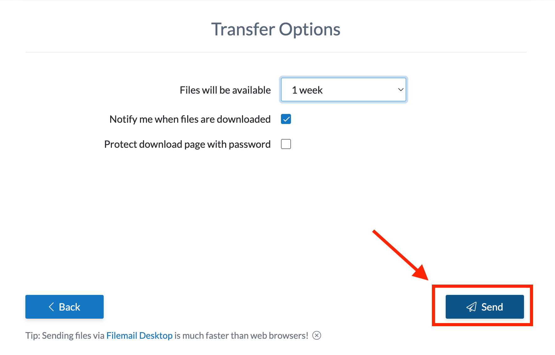 How To Send Large Files Using Filemail: Step 5