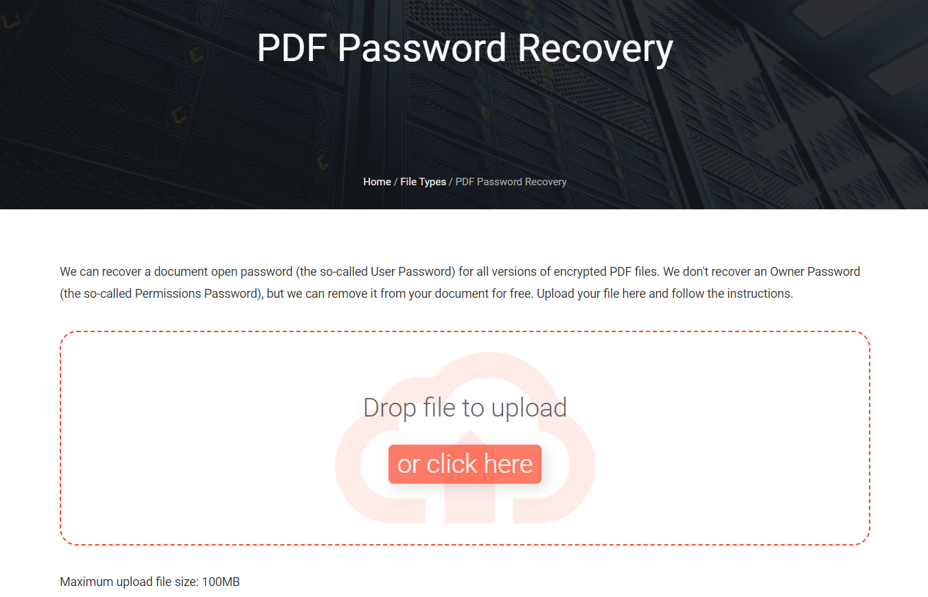 How To Unlock PDF Password Online with Lost My Pass: Step 1
