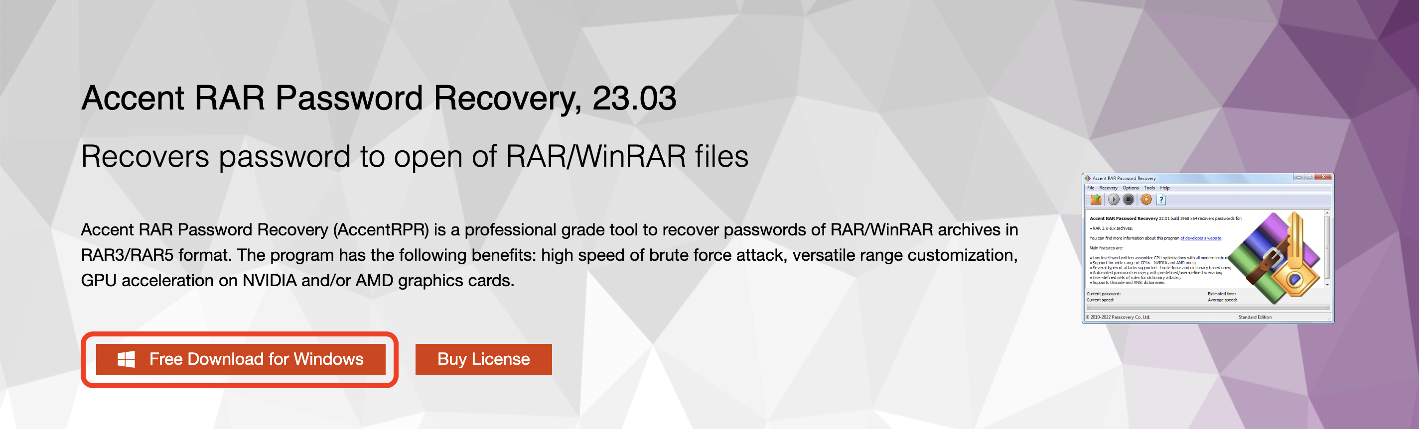 How to Unlock rar Password Using Accent RAR Password Recovery: Step 1