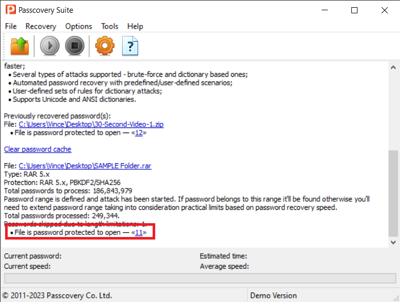 How to Unlock rar Password Using Accent RAR Password Recovery: Step 7