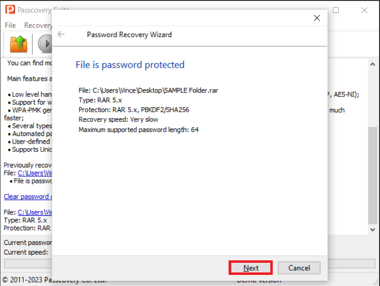 How to Unlock rar Password Using Accent RAR Password Recovery: Step 4