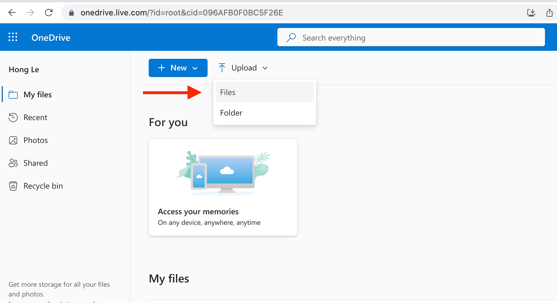 How To Upload Files Using OneDrive: Step 3