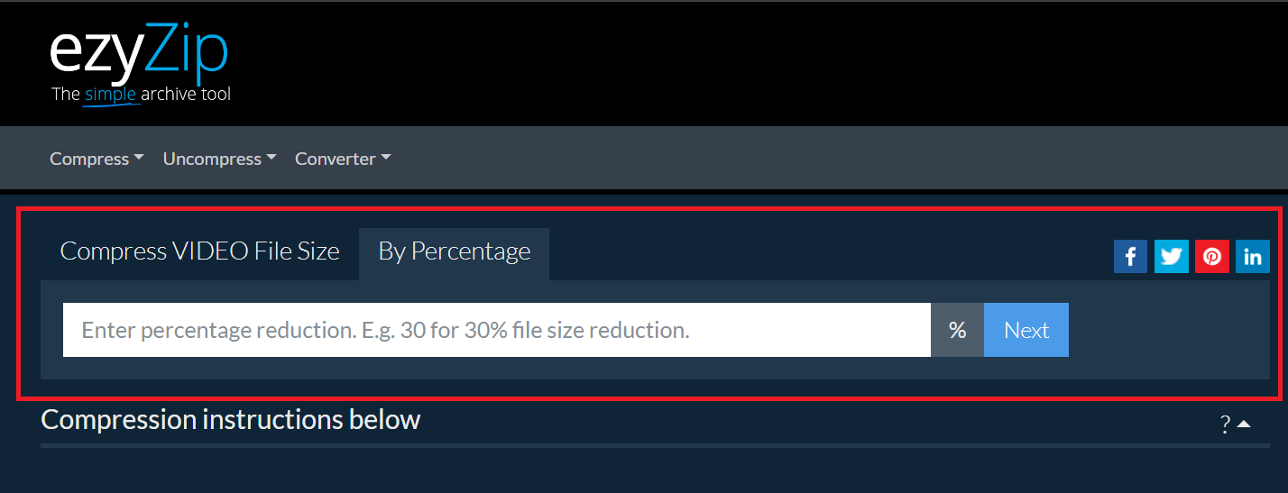 How To Shrink Video Files Online Using ezyZip: Step 2