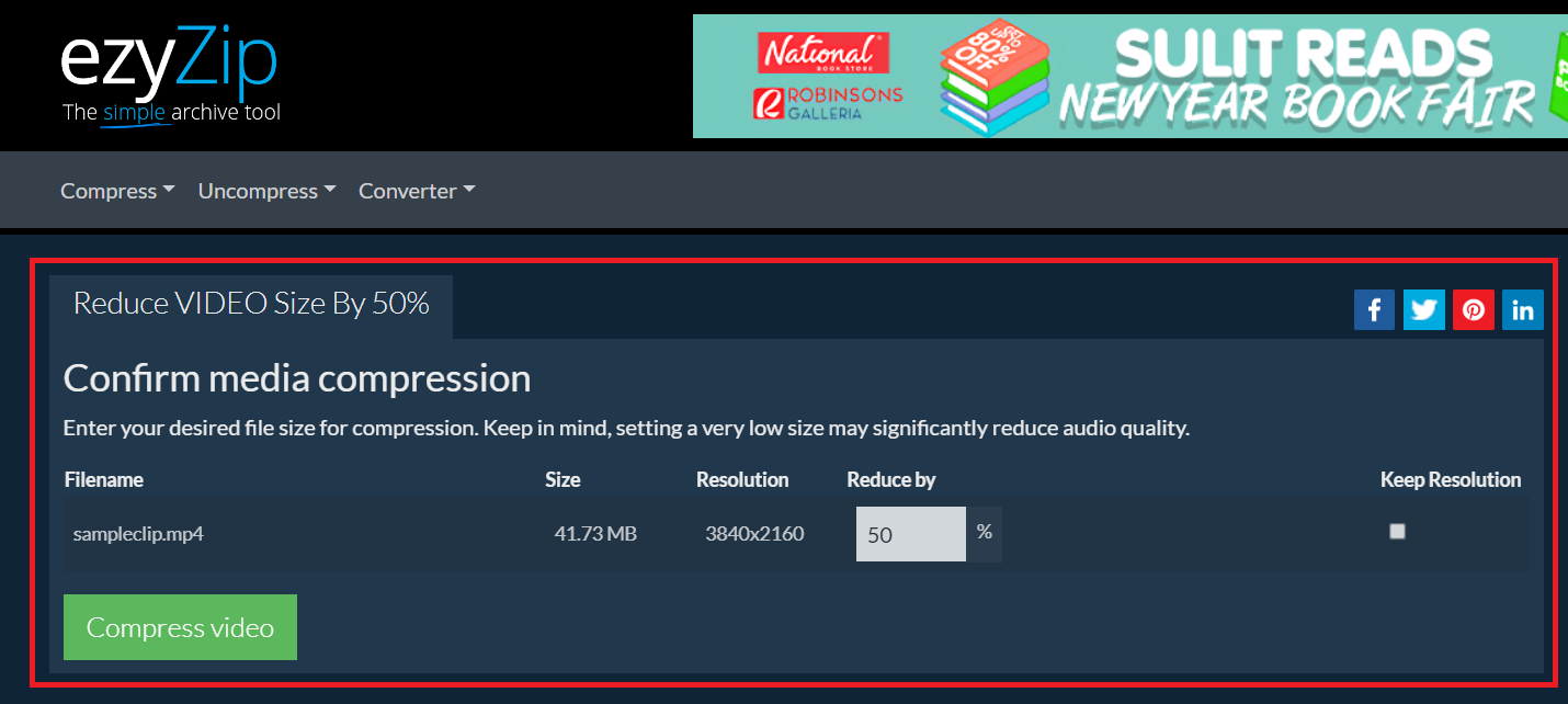 How To Shrink Video Files Online Using ezyZip: Step 4