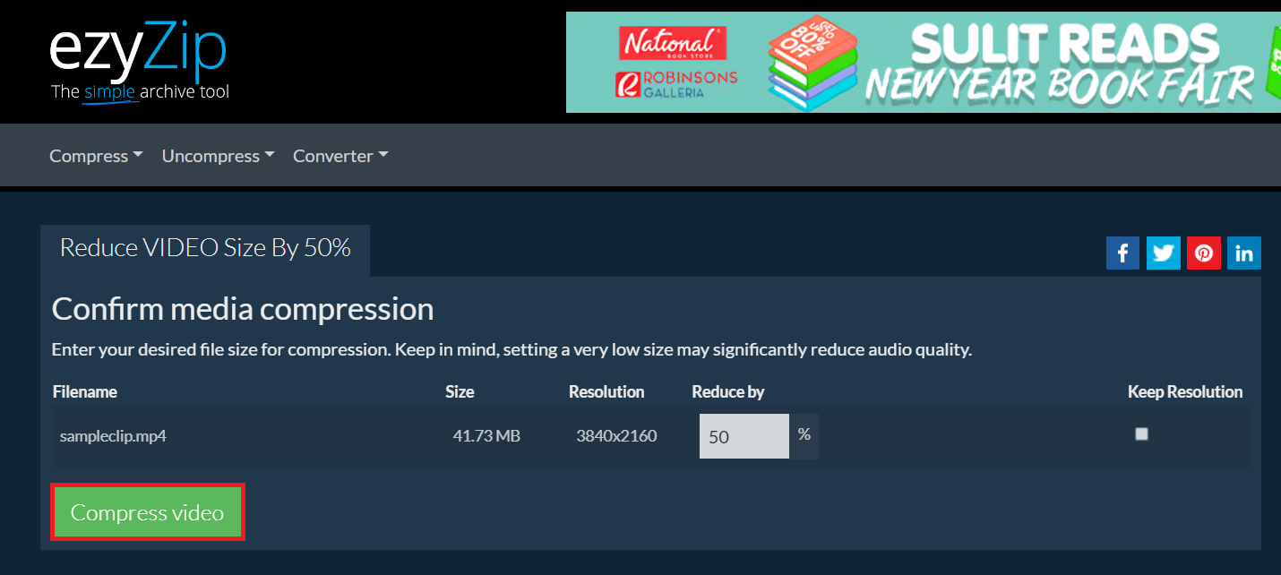 How To Shrink Video Files Online Using ezyZip: Step 5