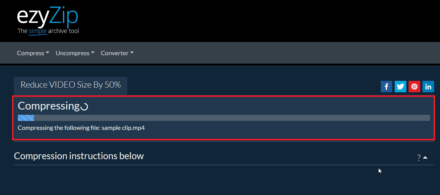 How To Shrink Video Files Online Using ezyZip: Step 5