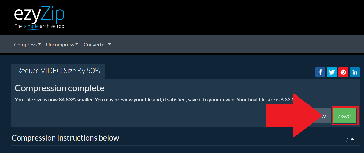 How To Shrink Video Files Online Using ezyZip: Step 6