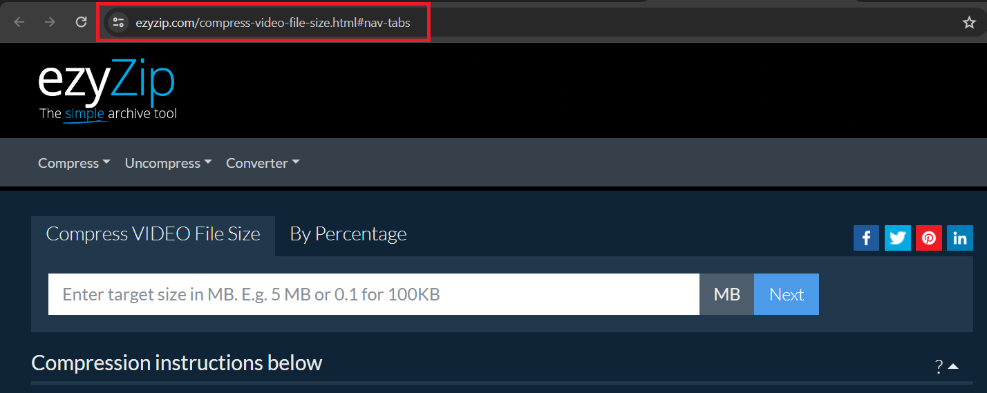 How To Shrink Video Files Online Using ezyZip: Step 1