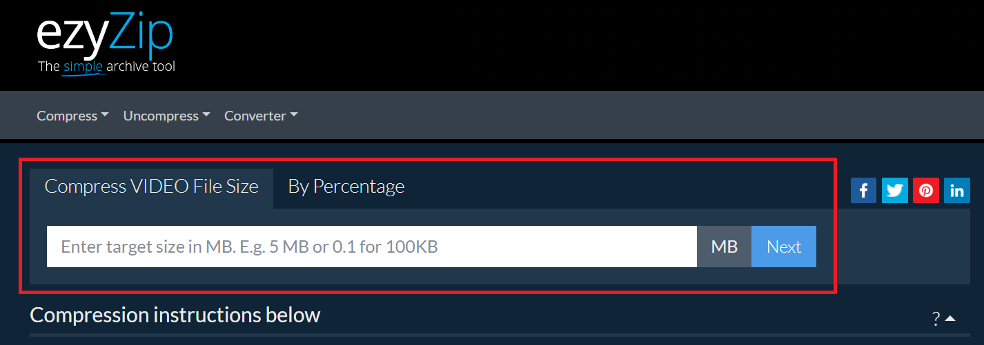 How To Shrink Video Files Online Using ezyZip: Step 2