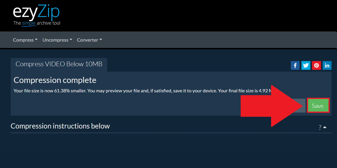 How To Shrink Video Files Online Using ezyZip: Step 6
