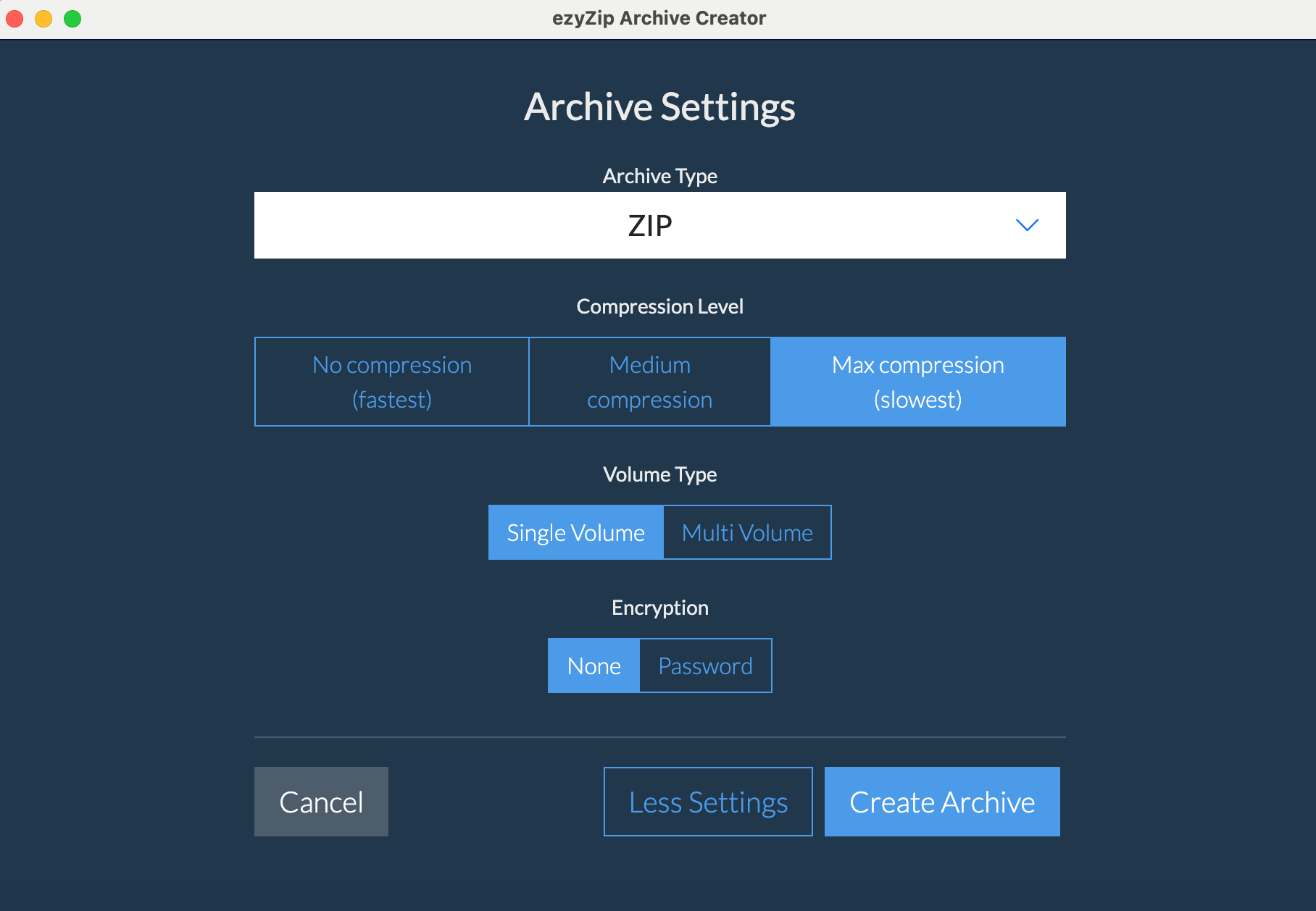 ezyZip Archive Creator