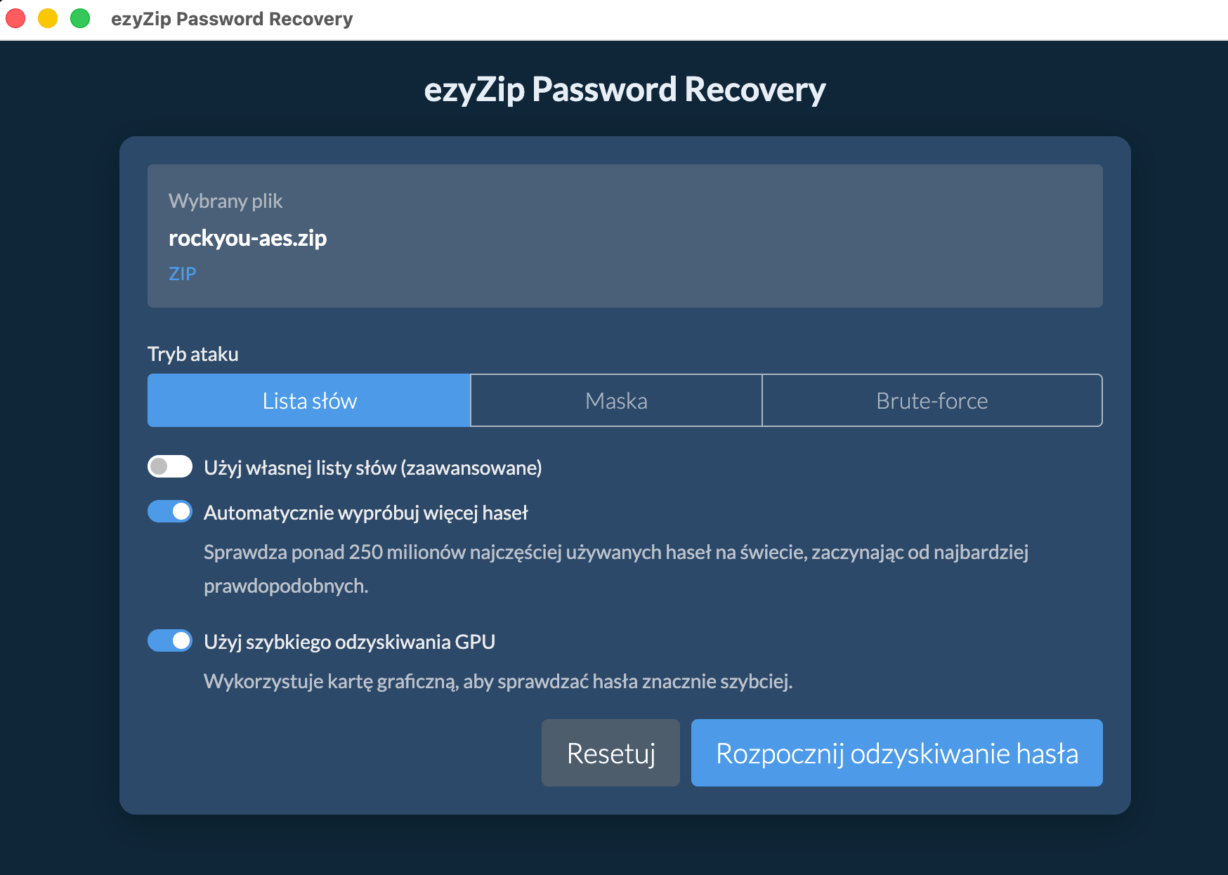 ezyZip Password Recovery
