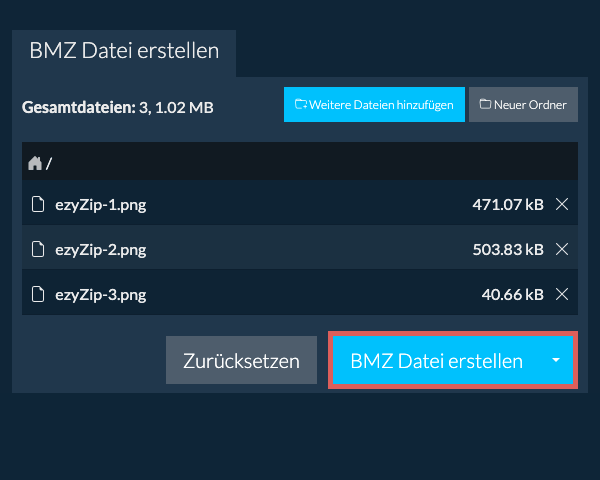 2. BMZ Datei erstellen