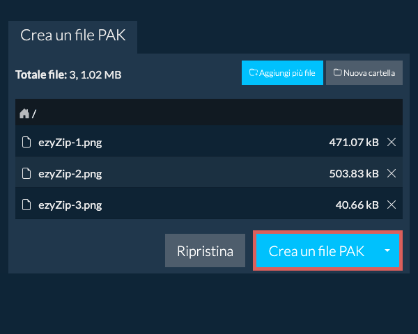 2. Crea un file PAK