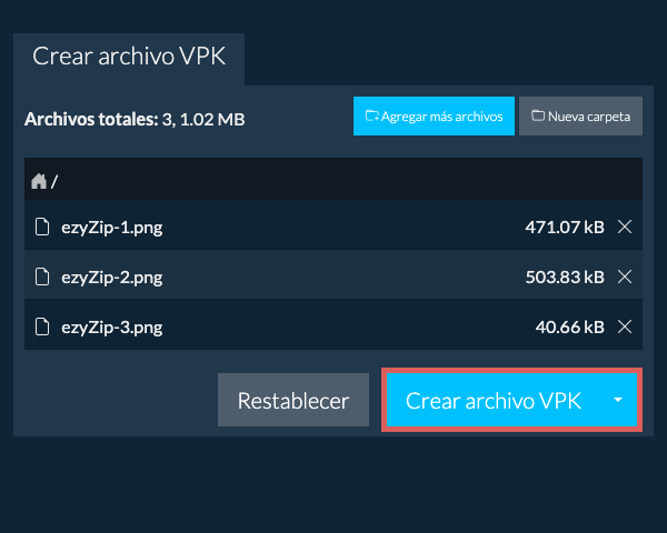2. Crear archivo VPK