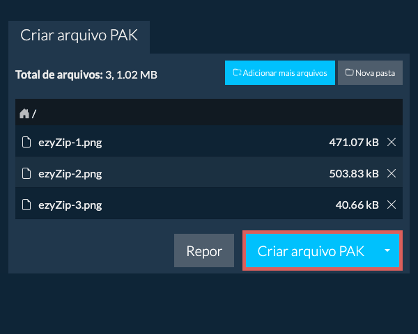 2. Criar arquivo PAK