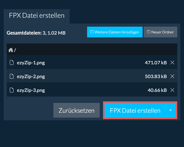 2. FPX Datei erstellen