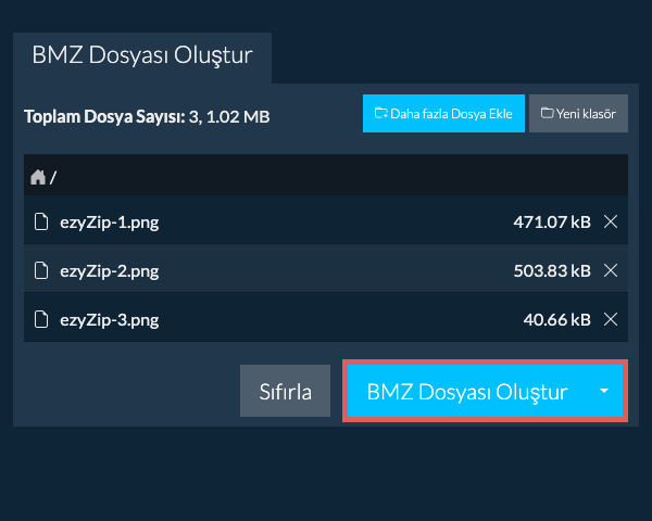 2. BMZ Dosyası Oluştur