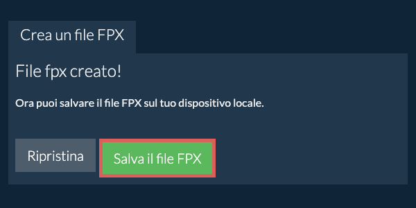 Salva il file FPX creato sul disco locale